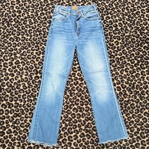 Classic Light Blue Wide Leg Jeans with Frayed Hem
